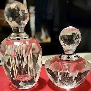 Pair Of Vintage Oleg Cassini Crystal Perfume Bottles